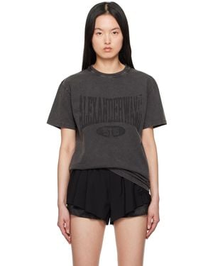 T By Alexander Wang ブラック ディストレスロゴ Tシャツ