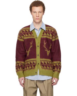 South2 West8 Mohair V-Neck Cardigan - Red