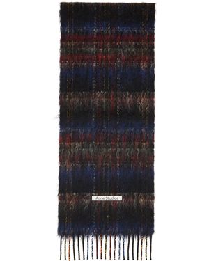 Acne Studios Écharpe Multicolore En Mohair À Franges - Bleu