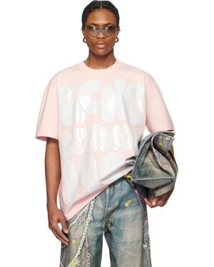 Acne Studios ピンク リラックスフィット ロゴ Tシャツ - ホワイト