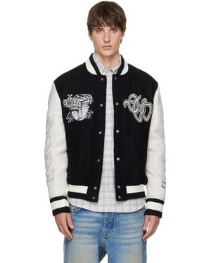 Off-White c/o Virgil Abloh Wool Regular Collage Varsity Jacket - Black
