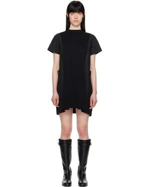 Sacai ブラック Poplin & Knit ミニワンピース