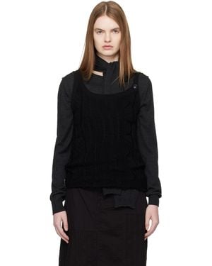 Y's Yohji Yamamoto Solid Knit Arranged Strap Tank Top - Black