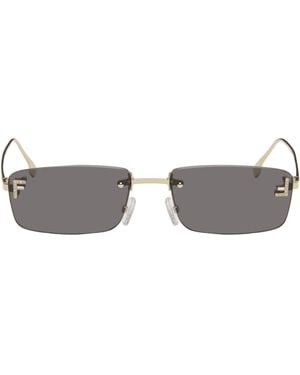 Fendi ゴールド First' Crystal サングラス - ブラック