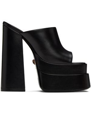 Versace Black Platform Heeled Sandals