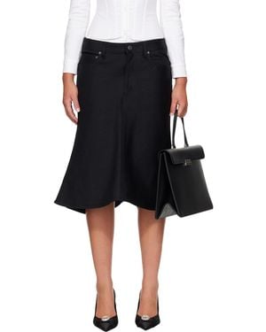 Balenciaga Flared Denim Midi Skirt - Black