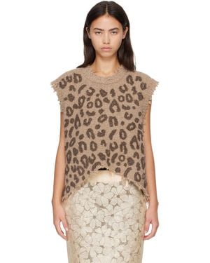 R13 Leopard Boyfriend Jumper Vest - Brown