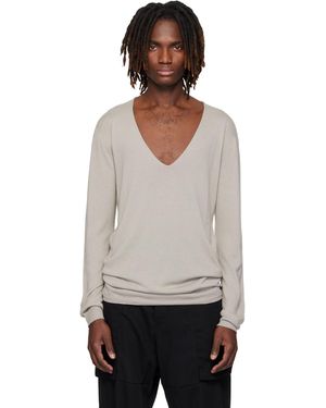 Rick Owens Pull Surdimensionné Blanc Cassé À Col En V Plongeant - Noir