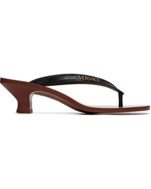 Versace Sophie Rubber Thong Heeled Sandals - Brown