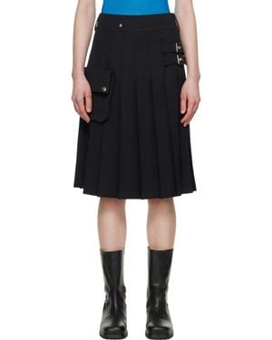 OPEN YY Pleated Cargo Pocket Kilt Midi Skirt - Black