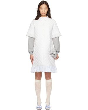 Ans Dostoevner Quilting Long Coat Midi Dress - White