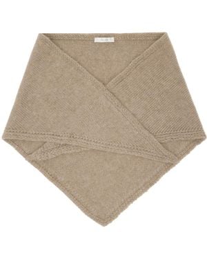The Row Brushed Knit Cashmere Triangular Scarf - Natural