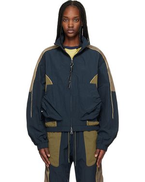 ANDERSSON BELL Blouson De Survêtement Contrasté Bleu Marine Et Kaki En Nylon