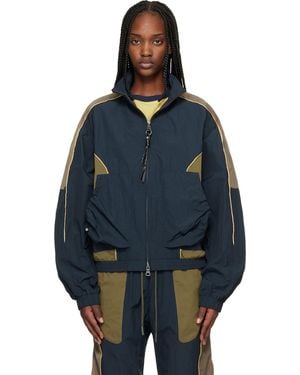 ANDERSSON BELL Khaki Colour Block Nylon Track Jacket - Blue