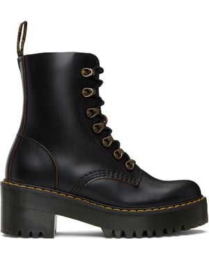 Dr. Martens Leona Vintage Smooth Leather Heeled Boots - Black