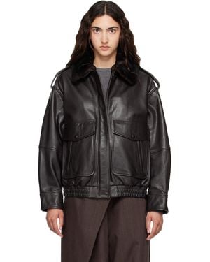 Loulou de Saison Russo Leather Bomber Jacket - Black