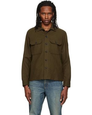 C.P. Company Khaki Felted Wool Overshirt - Brown