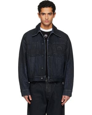 Marine Serre Moon Waxed Denim Jacket - Blue