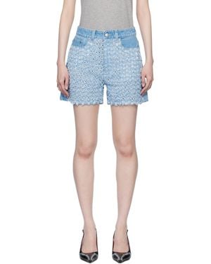 Stella McCartney Mid-Rise Bouclé Denim Shorts - Blue