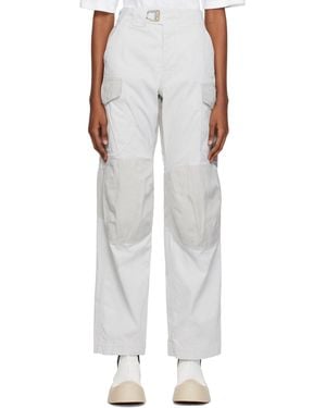 Objects IV Life Pantalon cargo gris à logos estampés - Blanc
