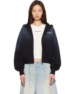 Palm Angels 'Milan La' Crop Zip Hoodie - Blue