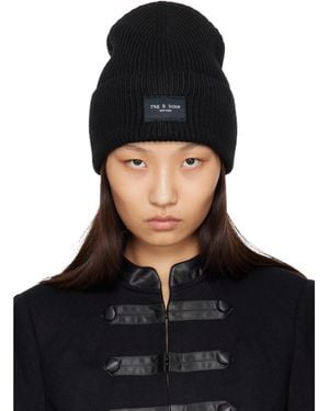 Rag & Bone Bonnet Blake Noir En Tricot Côtelé