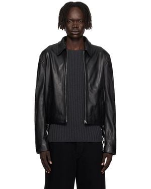 Acne Studios Belted Leather Jacket - Black