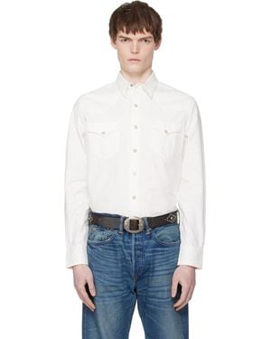 RRL Slim Fit Poplin Western Shirt - White