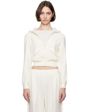 Skims オフホワイト Cotton Jersey ジップアップフーディ - マルチカラー