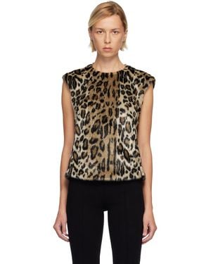 Anna Sui Leopard Sleeveless Faux-Fur Top - Black