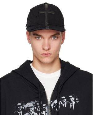 MATIERES FECALES Symbol Leather Cap - Black