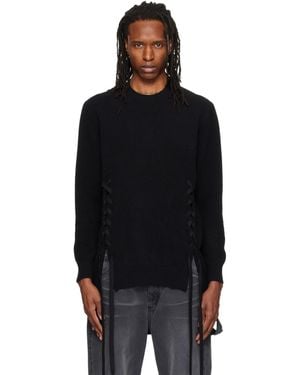 Simone Rocha Merino Lace Up Hem Sweater - Black