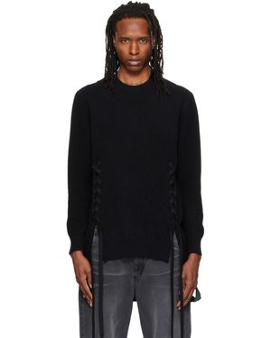 Simone Rocha Pull Noir En Laine Mérinos À Ornements Lacés