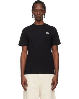 Moncler Three-Pack Logo Patch Cotton T-Shirts - Black