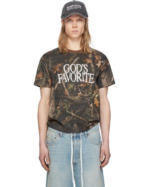 PRAYING T-Shirt 'God's Favorite' Brun À Motif Camouflage - Noir