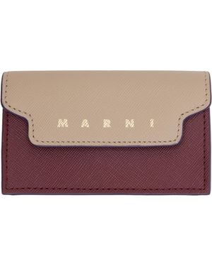 Marni Burgundy Saffiano Card Holder - Purple