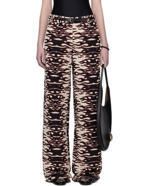 Tory Burch Jacquard Wide Leg Trousers - Black