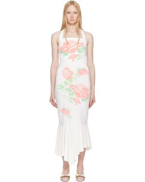 YUHAN WANG Ssense Exclusive Rose Printed Halterneck Midi Dress - Black