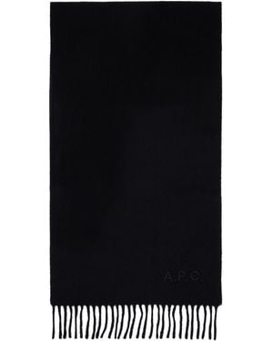 A.P.C. Ambroise Brodée Scarf - Black