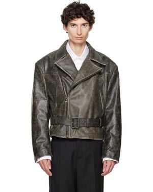 Marine Serre Vintage Moon Leather Biker Jacket - Multicolour