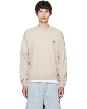 Maison Kitsuné Pull Décontracté En Laine Mérinos À Logo Fox Head - Neutre