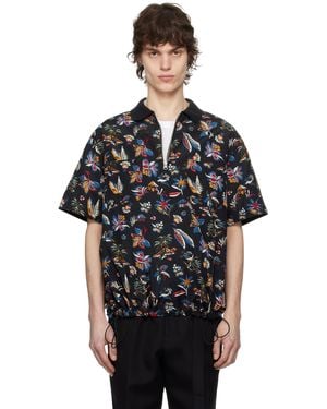 Sacai Tropical Print Polo - Black