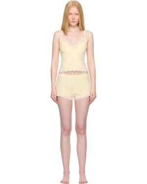 Skims Cotton Jersey Lace Cami & Short Set - Black