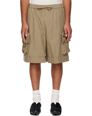 Simone Rocha Short Cargo Kaki À Poches Et À Cordon Coulissant - Neutre