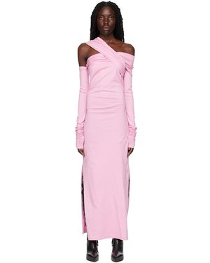 MSGM Pink Twist Midi Dress