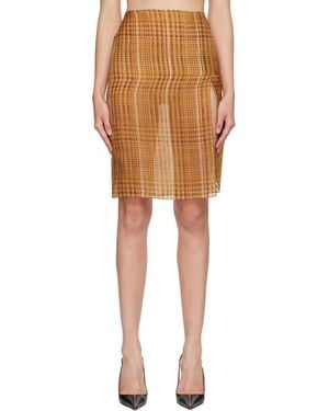 Mugler Sheer Organza Midi Skirt - Brown