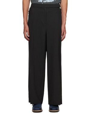 Ganni Grey Drapey Melange Trousers - Black