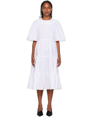 Rosetta Getty Robe Longue Blanche À Volants - Noir