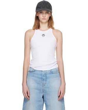 Marine Serre Moon Logo Ribbed Jersey Tank Top - Blue