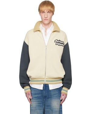 Maison Kitsuné Blouson Aviateur De Style Teddy Et Bleu Marine En Tricot
